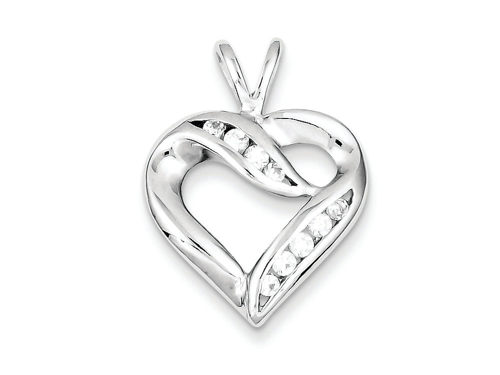 FJC Finejewelers Sterling Silver Cubic Zirconia Heart Pendant Necklace - Chain Included