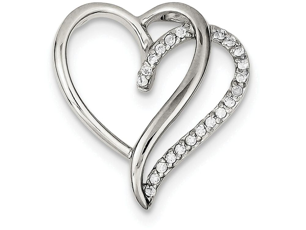 FJC Finejewelers Sterling Silver Cubic Zirconia Heart Pendant Necklace - Chain Included