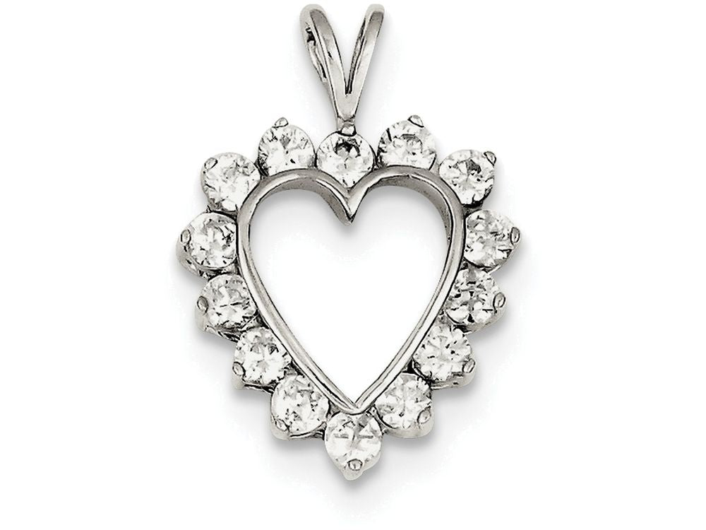 FJC Finejewelers Sterling Silver Cubic Zirconia Heart Pendant Necklace - Chain Included