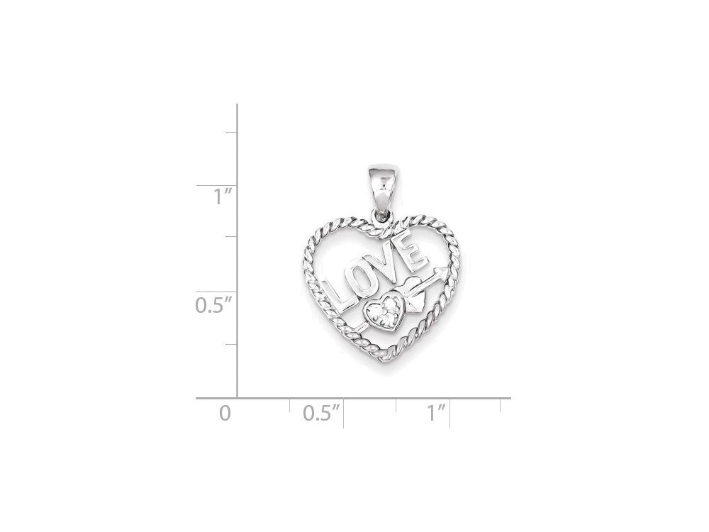 FJC Finejewelers Sterling Silver Cubic Zirconia Love Heart Pendant Necklace - Chain Included