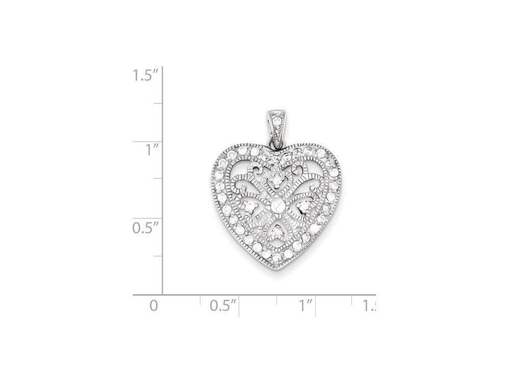 FJC Finejewelers Sterling Silver Cubic Zirconia Heart Pendant Necklace - Chain Included