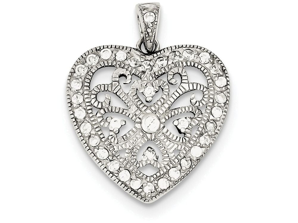FJC Finejewelers Sterling Silver Cubic Zirconia Heart Pendant Necklace - Chain Included