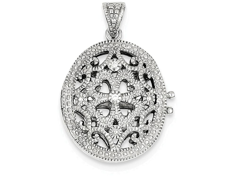 FJC Finejewelers Sterling Silver Cubic Zirconia Locket Necklace