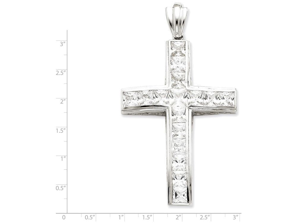 FJC Finejewelers Sterling Silver Cubic Zirconia Cross Pendant Necklace - Chain Included