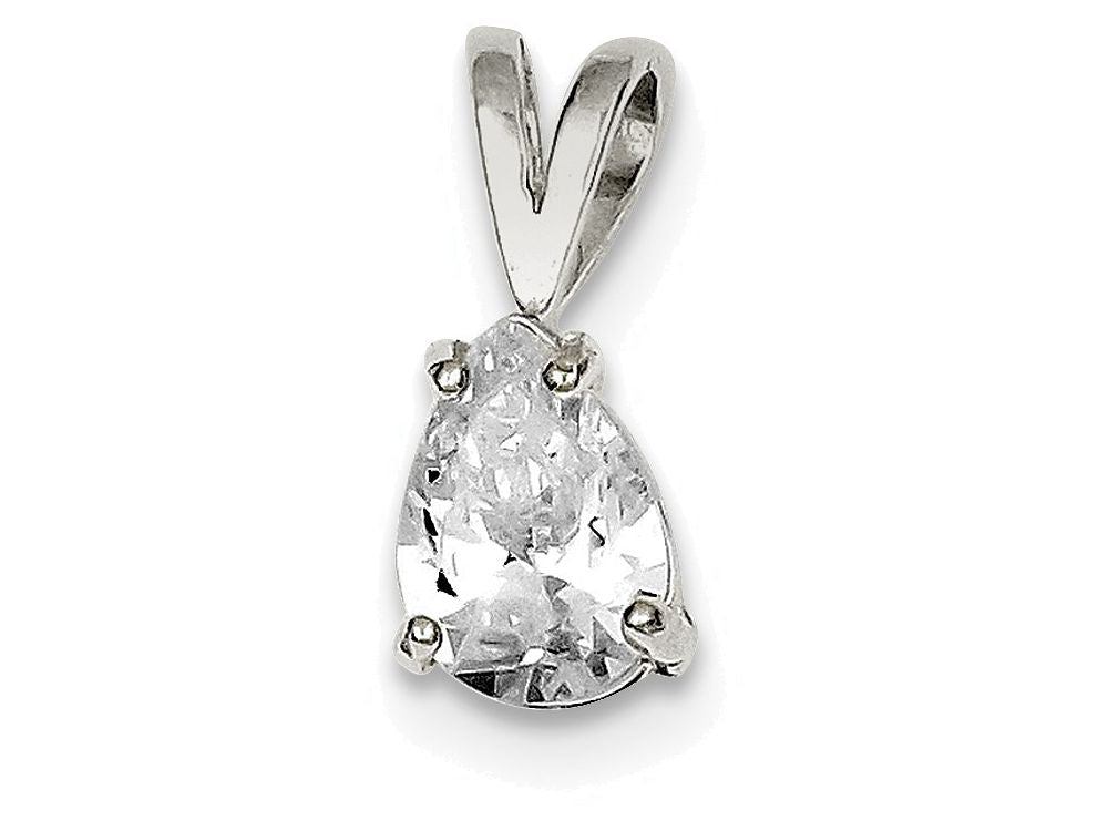 FJC Finejewelers Sterling Silver Pear Cubic Zirconia Pendant Necklace - Chain Included
