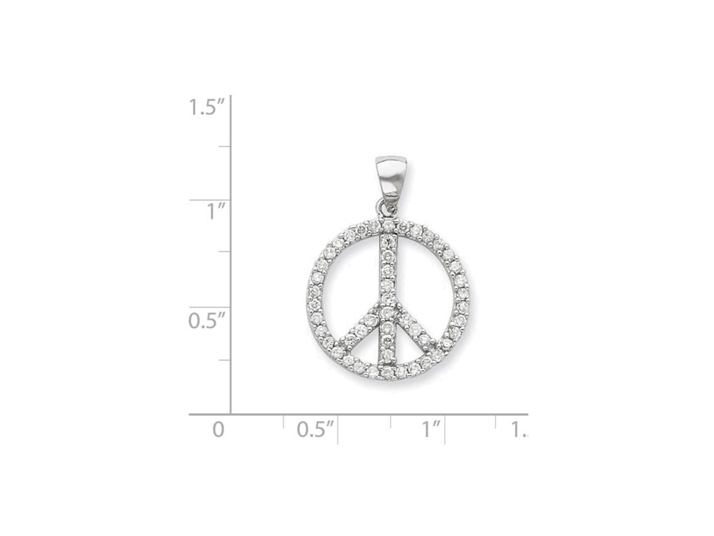 FJC Finejewelers Sterling Silver Cubic Zirconia Peace Symbol Pendant Necklace - Chain Included