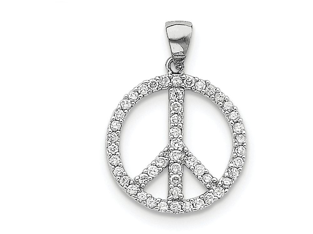 FJC Finejewelers Sterling Silver Cubic Zirconia Peace Symbol Pendant Necklace - Chain Included