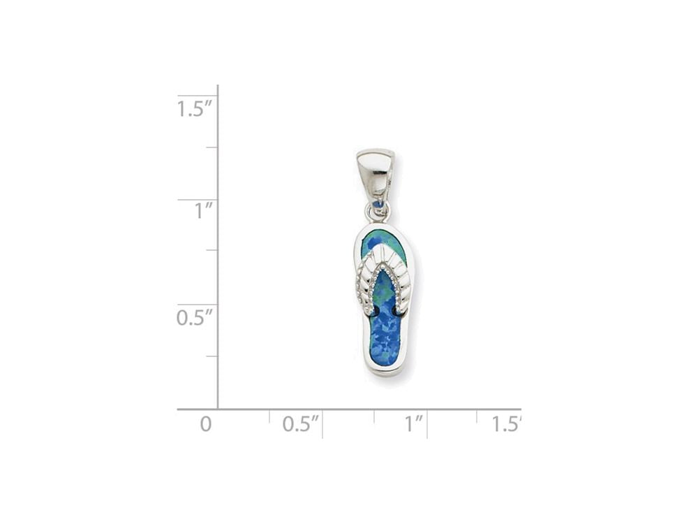 FJC Finejewelers Sterling Silver Created Blue Inlay Opal Sandal Pendant Necklace - Chain Included