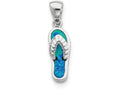 FJC Finejewelers Sterling Silver Created Blue Inlay Opal Sandal Pendant Necklace - Chain Included