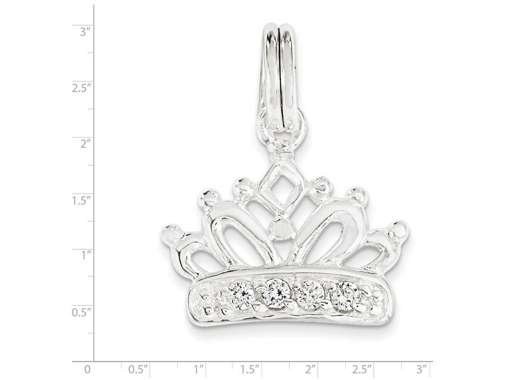 FJC Finejewelers Sterling Silver Cubic Zirconia Polished Crown Charm