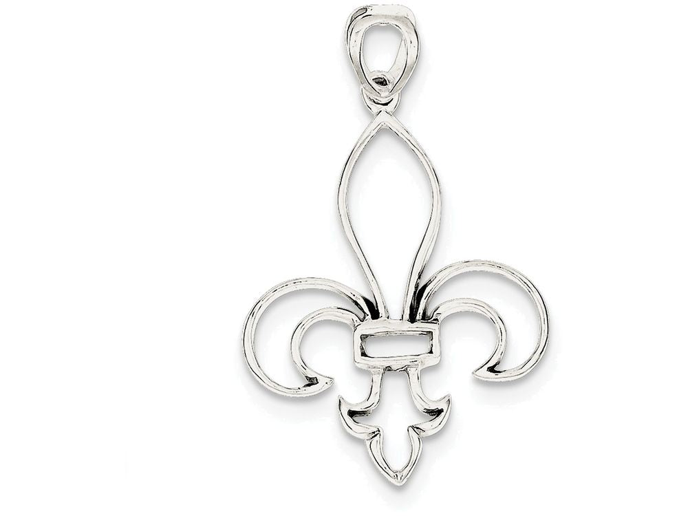FJC Finejewelers Sterling Silver Cut-out Fleur De Lis Pendant Necklace - Chain Included