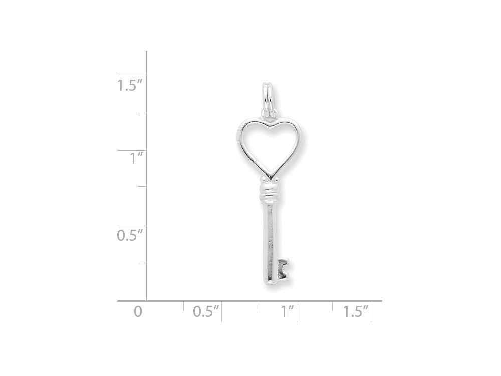 FJC Finejewelers Sterling Silver Polished Open Heart Key Charm