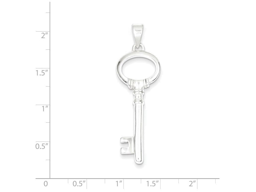 FJC Finejewelers Sterling Silver Polished Key Pendant Necklace - Chain Included
