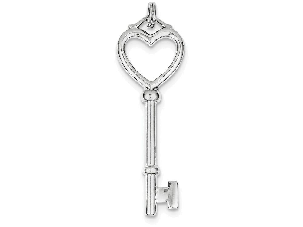 FJC Finejewelers Sterling Silver Open Heart Top Large Key Pendant Necklace - Chain Included