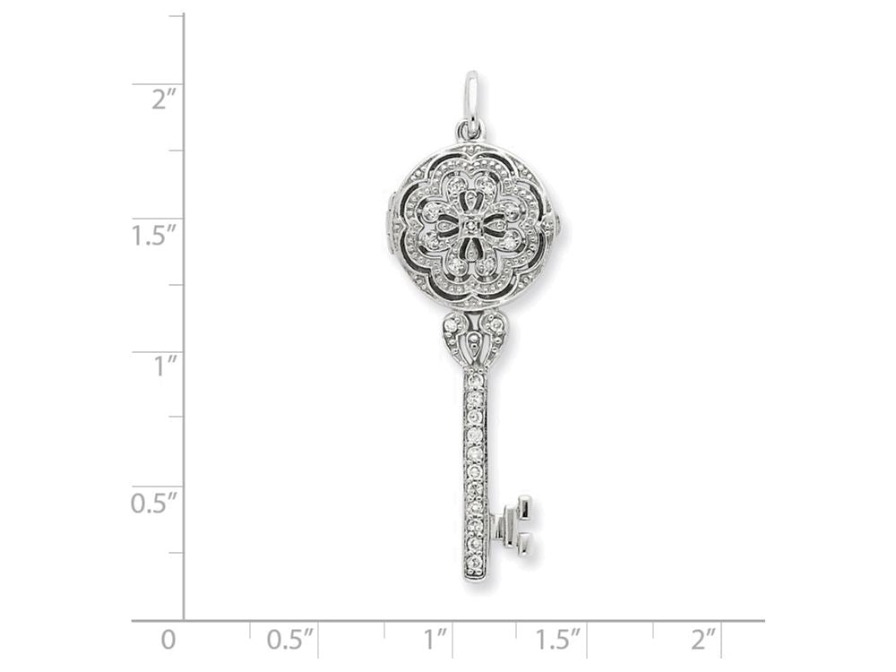 FJC Finejewelers Sterling Silver Cubic Zirconia Key Locket Necklace