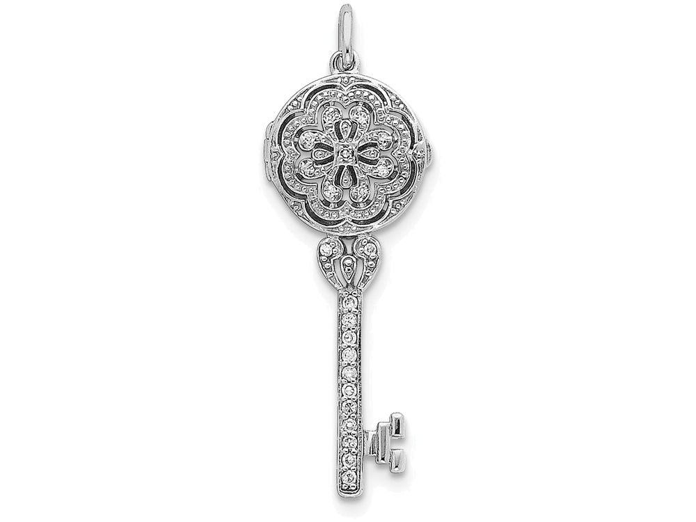 FJC Finejewelers Sterling Silver Cubic Zirconia Key Locket Necklace