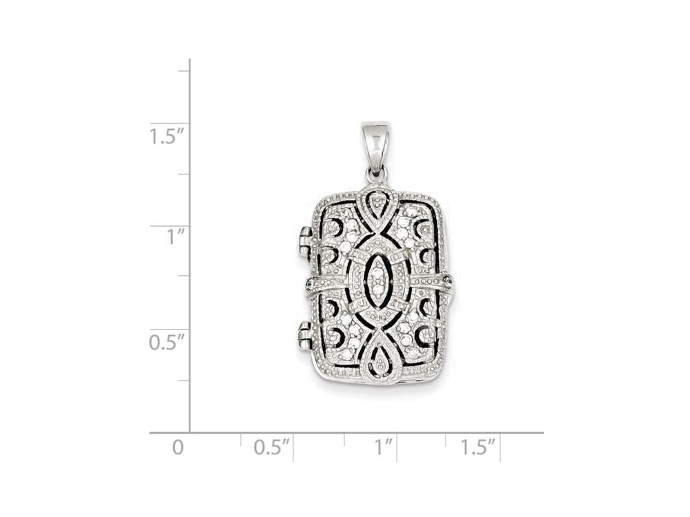 FJC Finejewelers Sterling Silver Cubic Zirconia Oval Design Square Locket Pendant Necklace - Chain Included