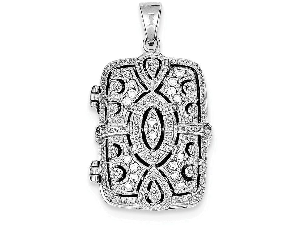 FJC Finejewelers Sterling Silver Cubic Zirconia Oval Design Square Locket Pendant Necklace - Chain Included