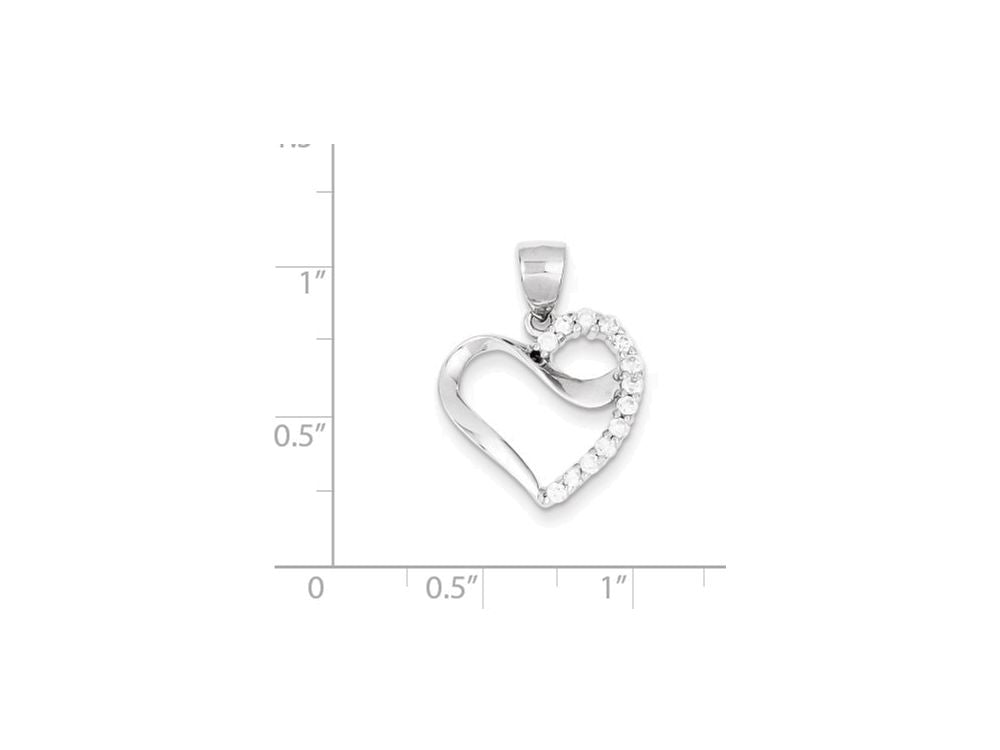 FJC Finejewelers Sterling Silver Cubic Zirconia Heart Pendant Necklace - Chain Included