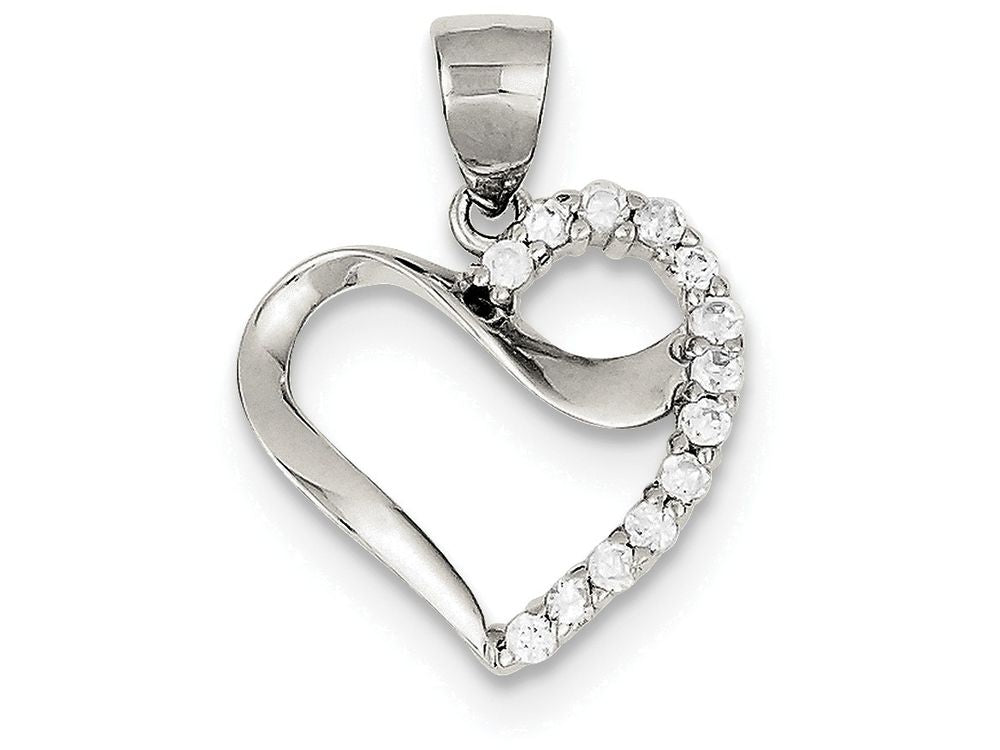 FJC Finejewelers Sterling Silver Cubic Zirconia Heart Pendant Necklace - Chain Included