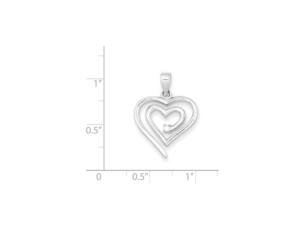 FJC Finejewelers Sterling Silver Single Cubic Zirconia Heart Pendant Necklace - Chain Included