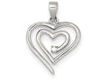 FJC Finejewelers Sterling Silver Single Cubic Zirconia Heart Pendant Necklace - Chain Included