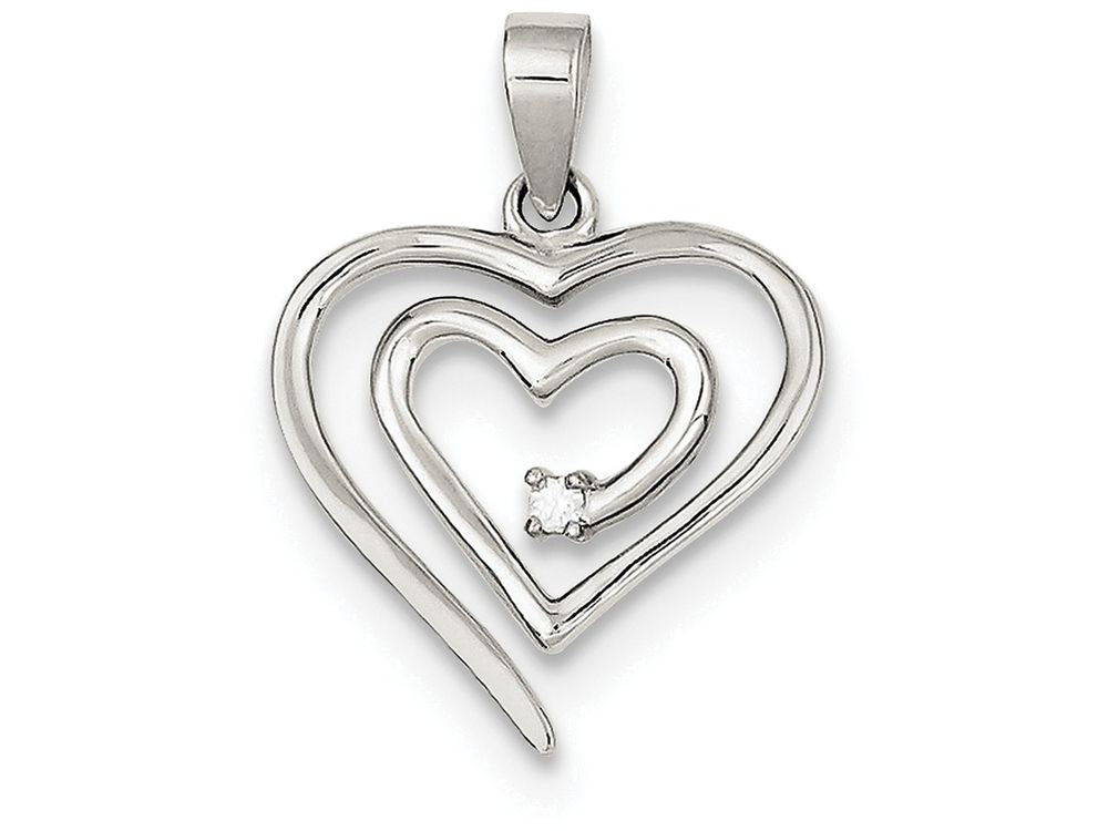 FJC Finejewelers Sterling Silver Single Cubic Zirconia Heart Pendant Necklace - Chain Included