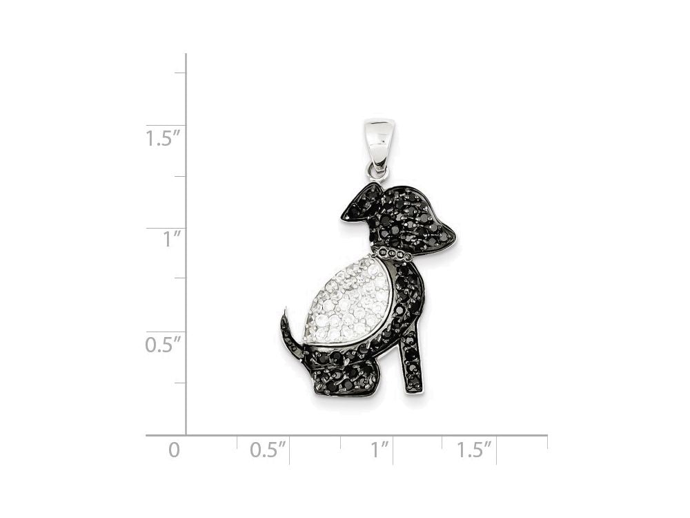 FJC Finejewelers Sterling Silver Black And Clear Cubic Zirconia Dog Pendant Necklace - Chain Included