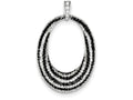 FJC Finejewelers Sterling Silver Black And White Cubic Zirconia Open Oval Fancy Pendant Necklace - Chain Included