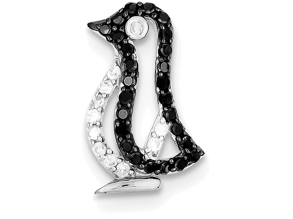 FJC Finejewelers Sterling Silver Black and White Cubic Zirconia Penguin Pendant Necklace - Chain Included