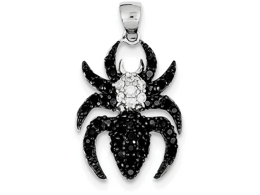 FJC Finejewelers Sterling Silver Black and White Cubic Zirconia Spider Pendant Necklace - Chain Included