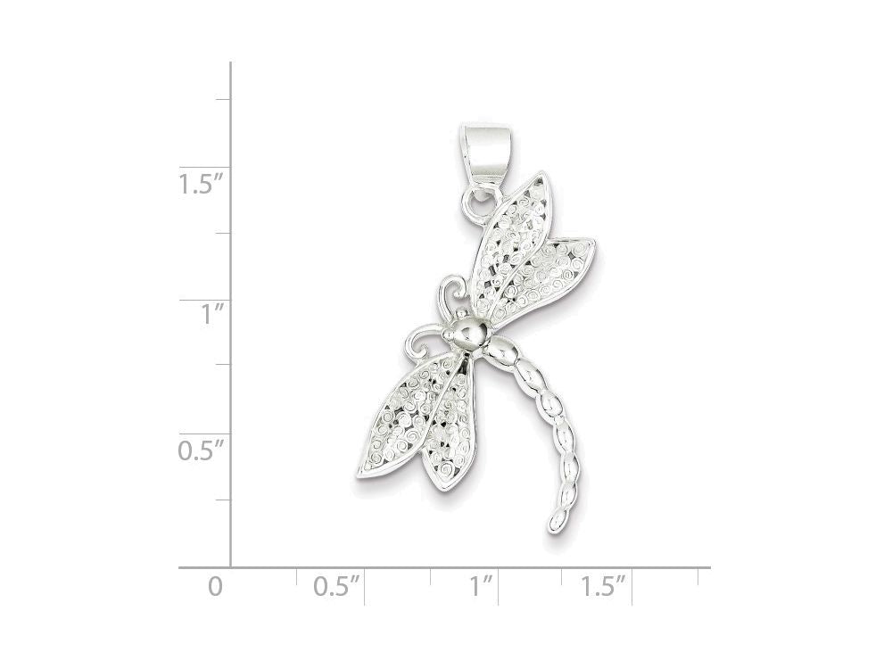 FJC Finejewelers Sterling Silver Polished and Textured Dragonfly Pendant Necklace - Chain Included