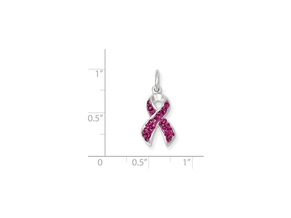 FJC Finejewelers Sterling Silver Stellux Crystal Pink Awareness Ribbon Pendant Necklace - Chain Included