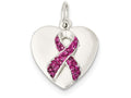 FJC Finejewelers Sterling Silver Stellux Pink Awareness Ribbon W/ Heart Pendant Necklace - Chain Included