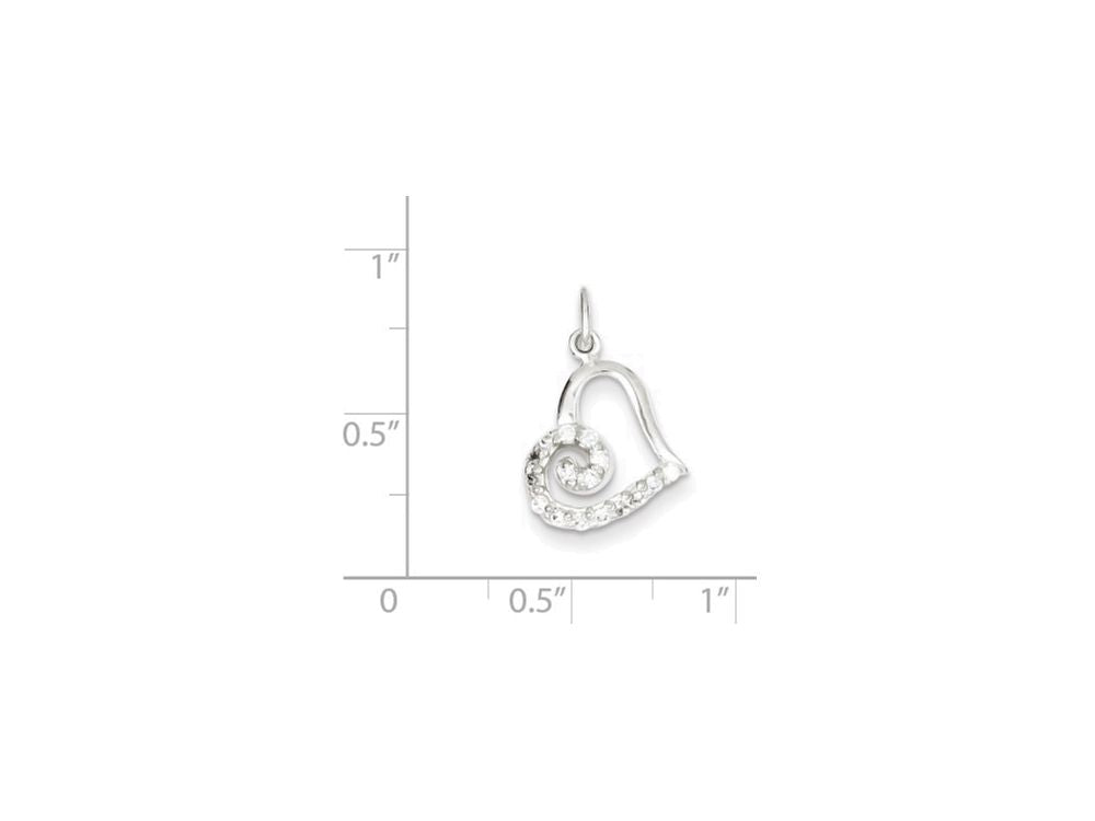 FJC Finejewelers Sterling Silver Cubic Zirconia Heart Pendant Necklace - Chain Included