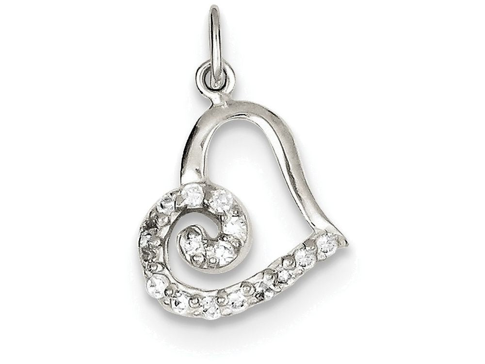 FJC Finejewelers Sterling Silver Cubic Zirconia Heart Pendant Necklace - Chain Included