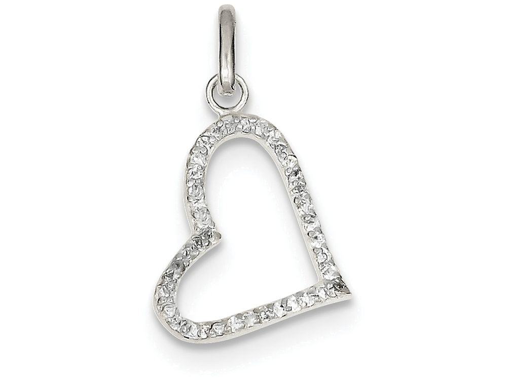 FJC Finejewelers Sterling Silver Cubic Zirconia Heart Pendant Necklace - Chain Included