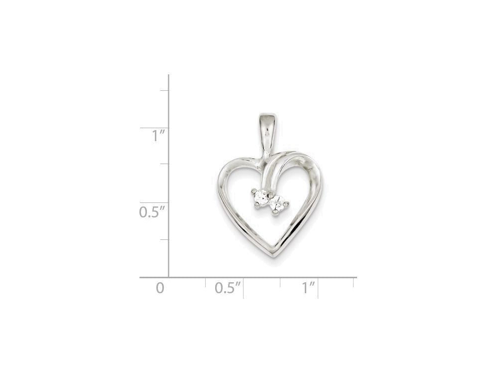 FJC Finejewelers Sterling Silver Cubic Zirconia and Heart Pendant Necklace - Chain Included