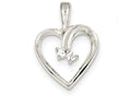 FJC Finejewelers Sterling Silver Cubic Zirconia and Heart Pendant Necklace - Chain Included