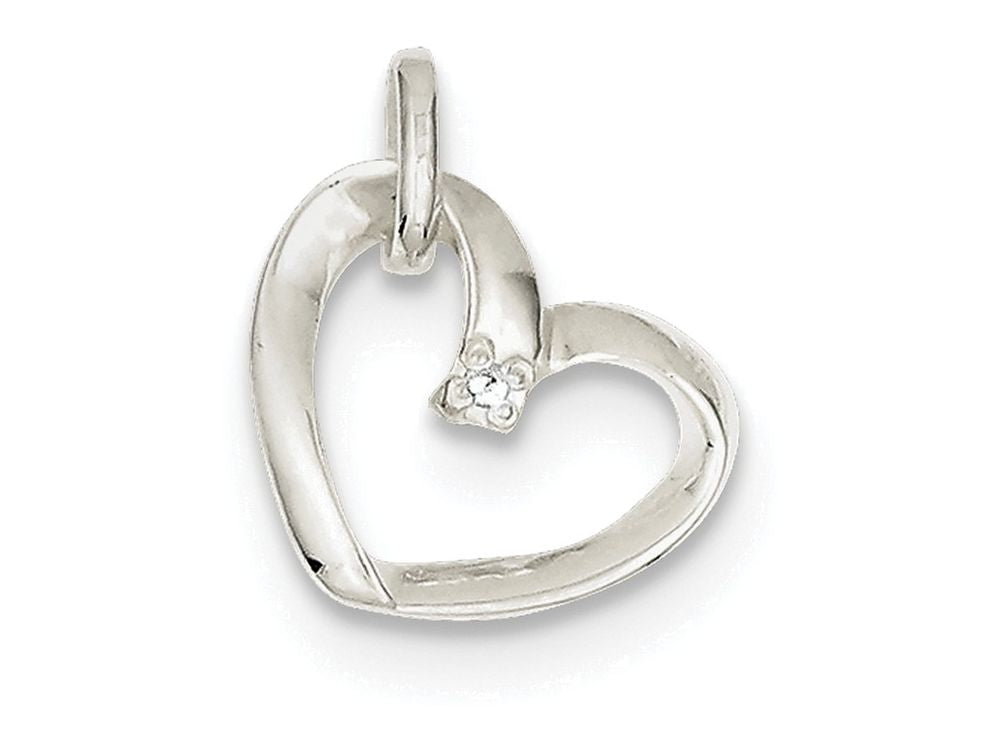FJC Finejewelers Sterling Silver Heart With Cubic Zirconia Pendant Necklace - Chain Included