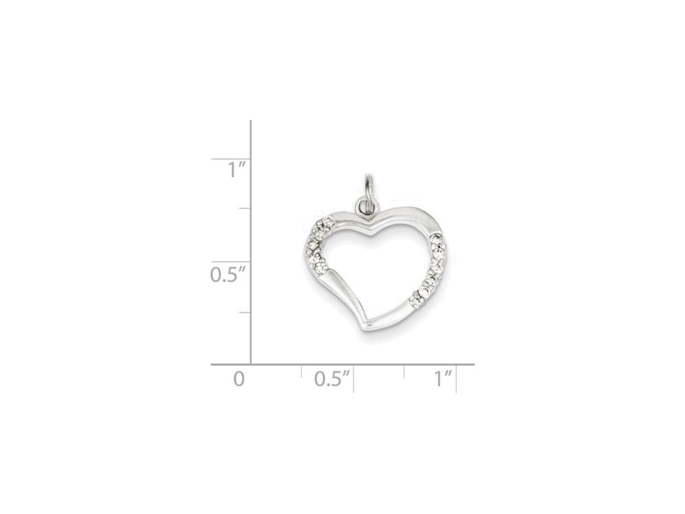 FJC Finejewelers Sterling Silver Cubic Zirconia and Heart Pendant Necklace - Chain Included