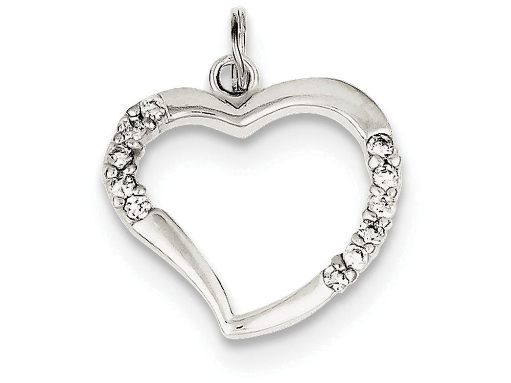 FJC Finejewelers Sterling Silver Cubic Zirconia and Heart Pendant Necklace - Chain Included