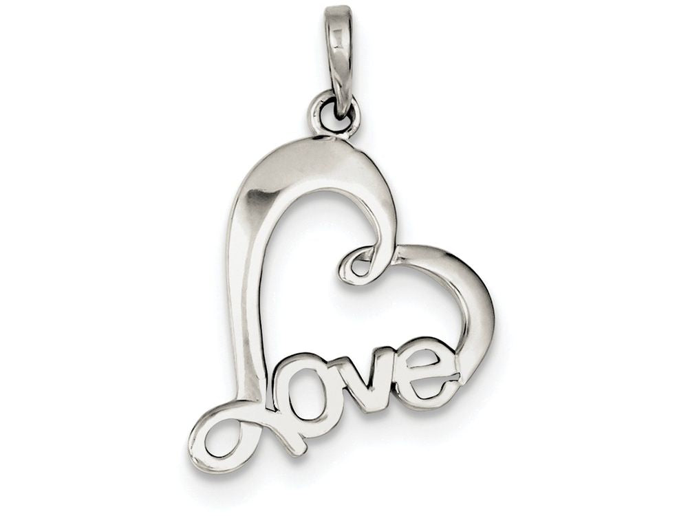 FJC Finejewelers Sterling Silver Polished Love Heart Pendant Necklace - Chain Included