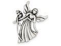 FJC Finejewelers Sterling Silver Polish and Antique Angel W/flower Pendant Necklace and Pin - Chain Included