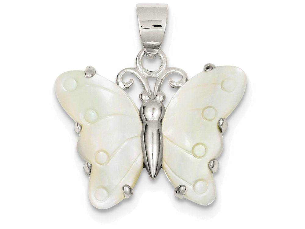 FJC Finejewelers Sterling Silver White Shell Butterfly Pendant Necklace - Chain Included