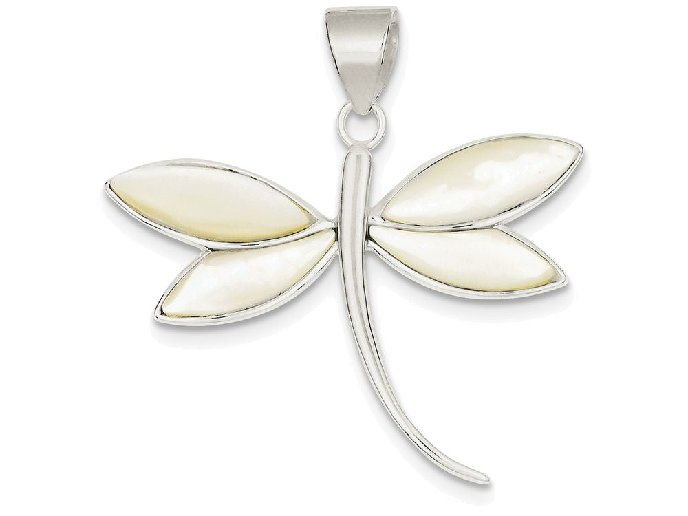 FJC Finejewelers Sterling Silver White Shell Dragonfly Pendant Necklace - Chain Included