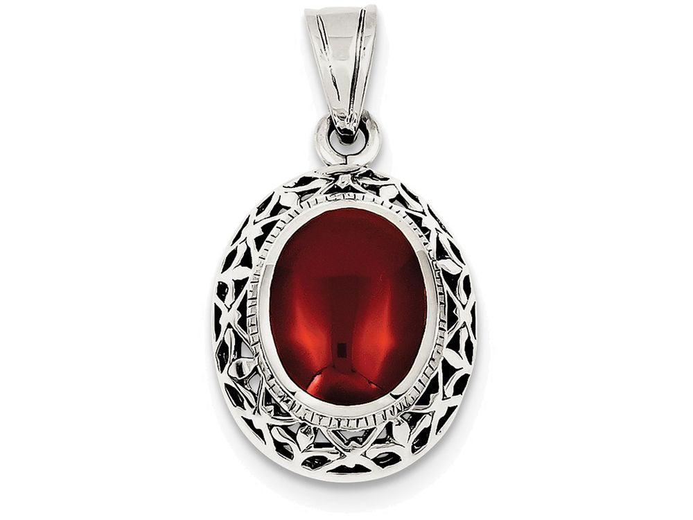 FJC Finejewelers Sterling Silver Carnelian Pendant Necklace - Chain Included