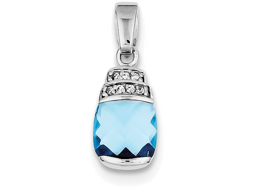 FJC Finejewelers Sterling Silver Blue Cubic Zirconia Pendant Necklace - Chain Included