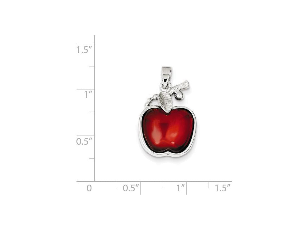 FJC Finejewelers Sterling Silver Red Cubic Zirconia Cabochon Apple Pendant Necklace - Chain Included