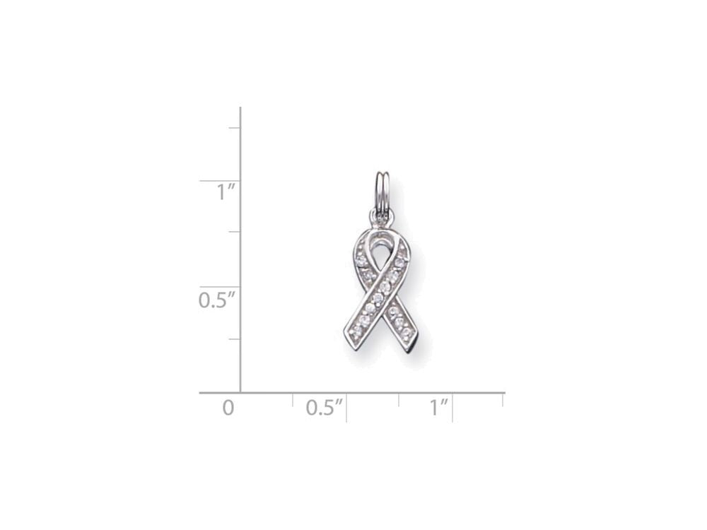 FJC Finejewelers Sterling Silver Cubic Zirconia Awareness Ribbon Pendant Necklace - Chain Included